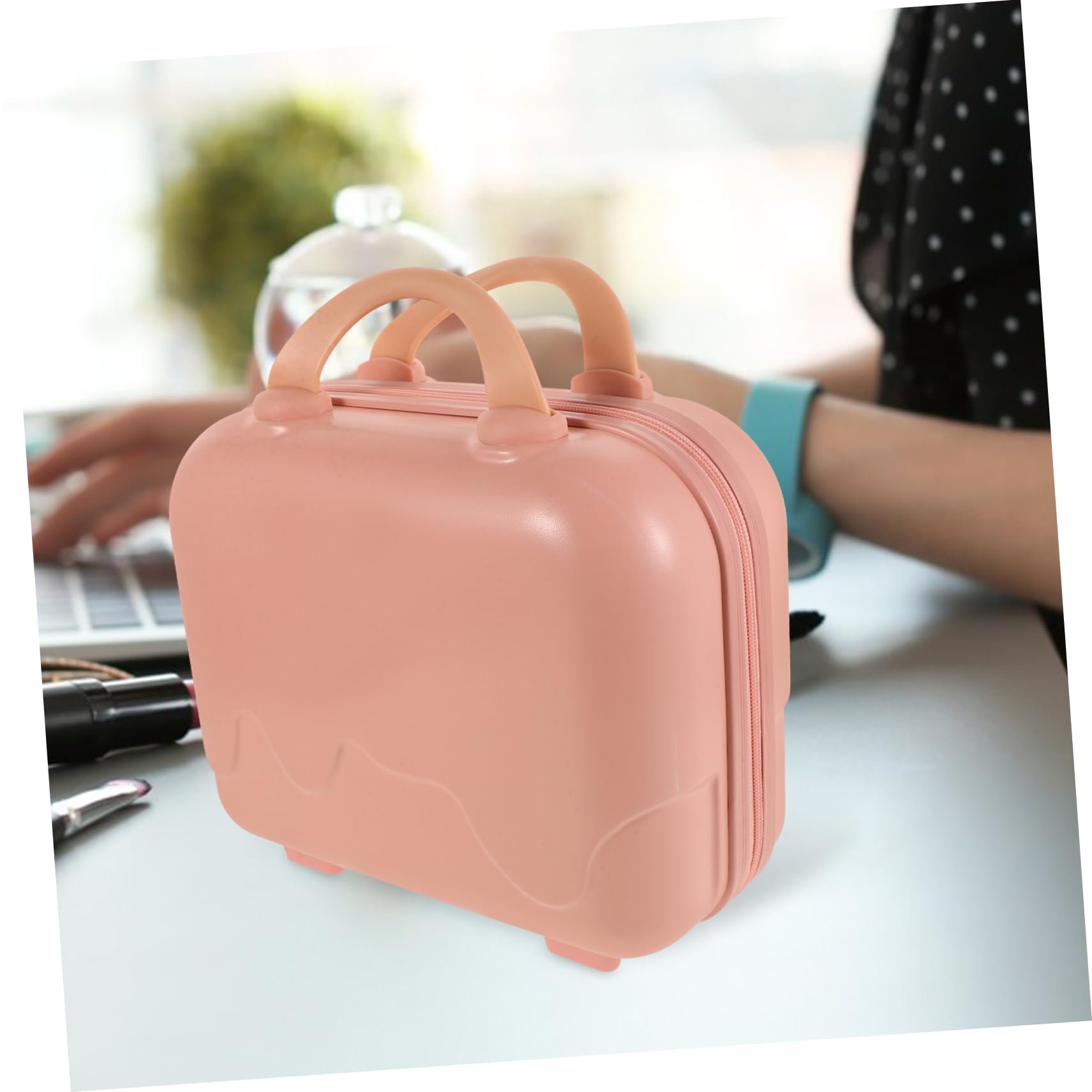 Beauty Case da Viaggio Rigido Rosa con Manico, Grande Capacità