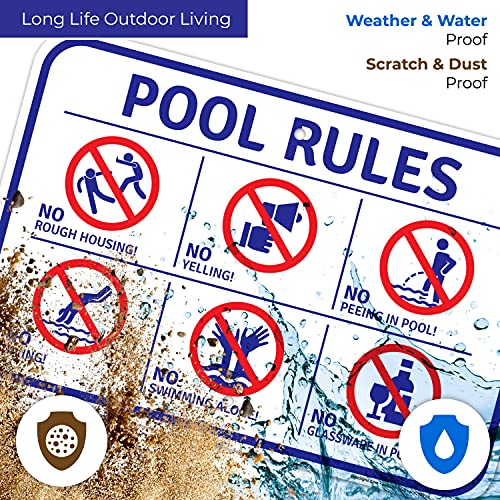 Cartel de reglas para piscina de aluminio 12x18 pulgadas miniatura 5