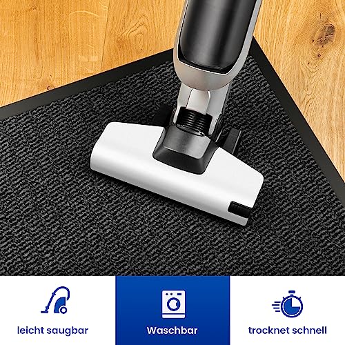 comflor Hochwertige Fußmatte Grau-Schwarz 90x120 groß für Innen & Außen - Schmutzfangmatte rutschfest, waschbar & wetterfest - Fussmatte für Eingangsbereich & Aussenbereich - Läufer Flur dünn
