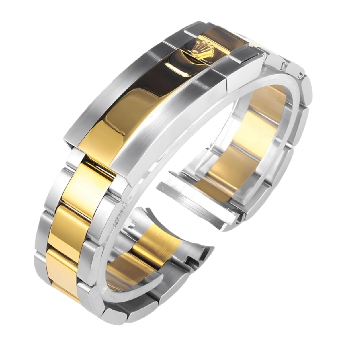 Cinturino Orologio Acciaio Inossidabile Bracciale Metallo Ricambio Oyster Maglie Attacco Curvo Argentato per Rolex GMT-Master