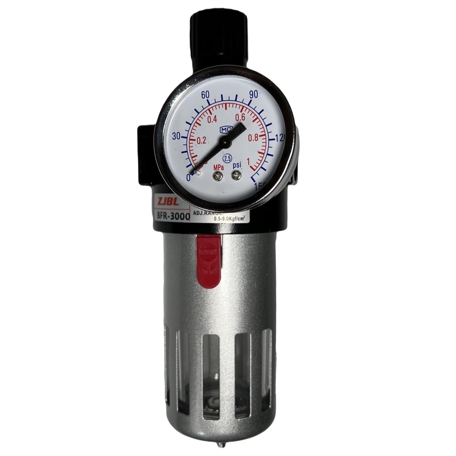 BFR- 1/4" 3/8" 1/2" Regolatore di Pressione Pneumatico for Aria compressa in Alluminio Argentato con raccordi(45724)