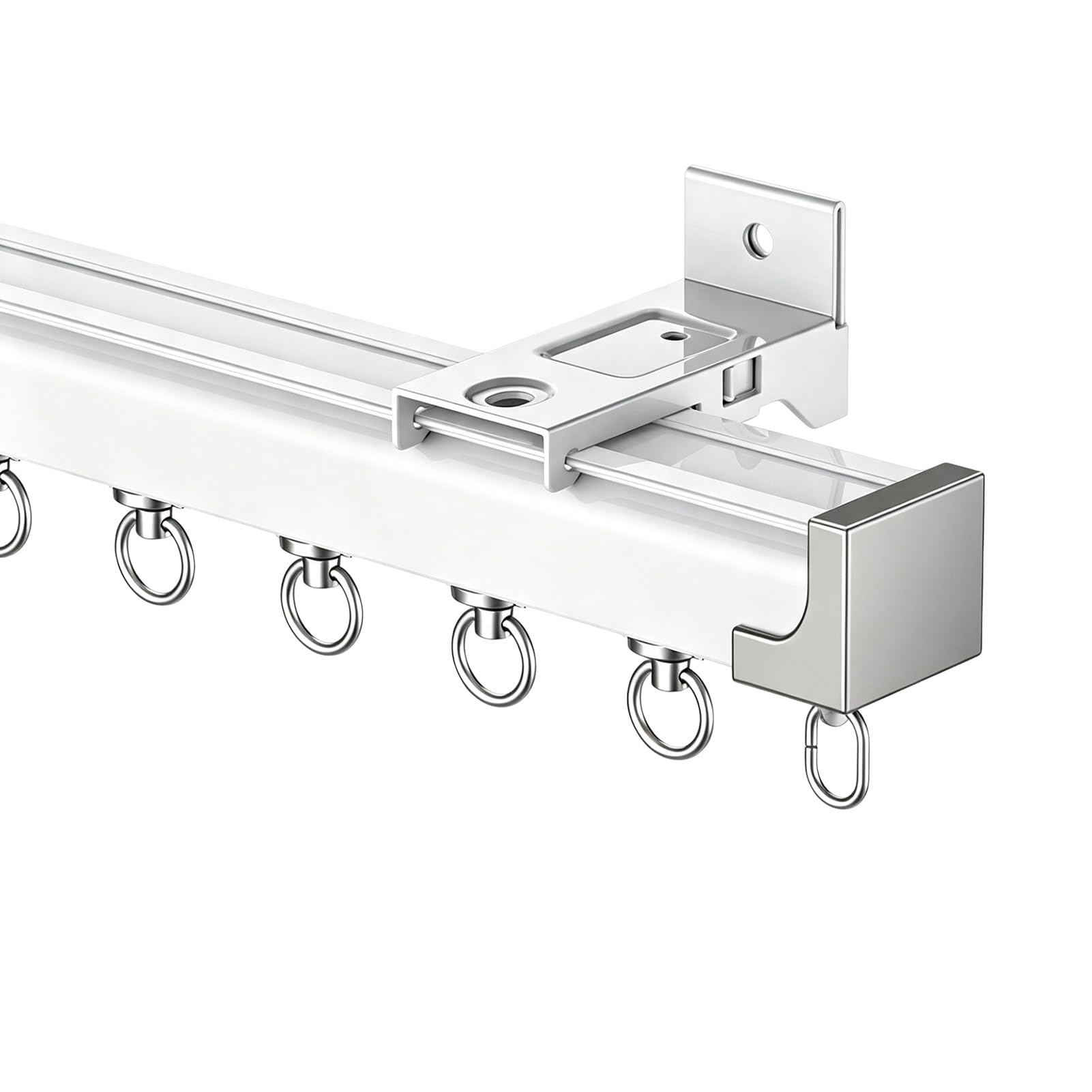 Rail de Rideau en Aluminium pour Plafond et Mur, Blanc, 100-400 cm