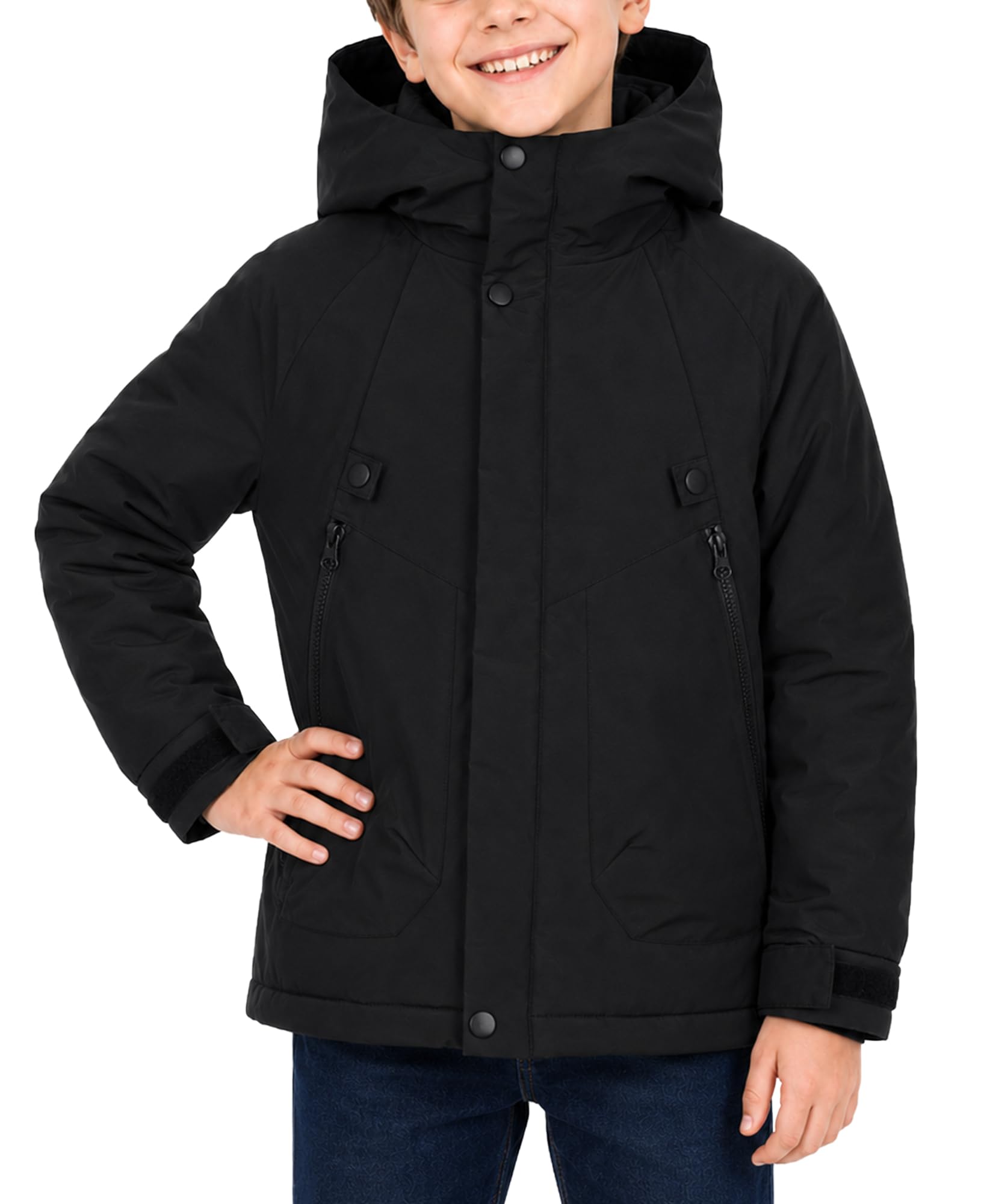 FEOYA Warme Winterjacke Für Jungen Mädchen Dicke Kinder Wintermäntel Mit Kapuze Gefütterte Wasserdicht Outdoor Jacke 4-13 Jahre