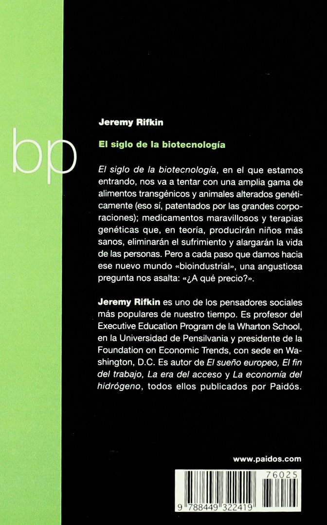 El siglo de la biotecnología: "El comercio genético y el nacimiento de un mundo feliz": 1 (Bolsillo Paidós)