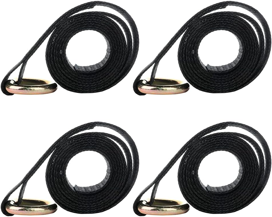 OCPTY 4 x Lasso Straps Wrecker Car Hauler Truck Tow Dolly Tire Wheel Tie Down Strap Black (2in. X 8ft.)