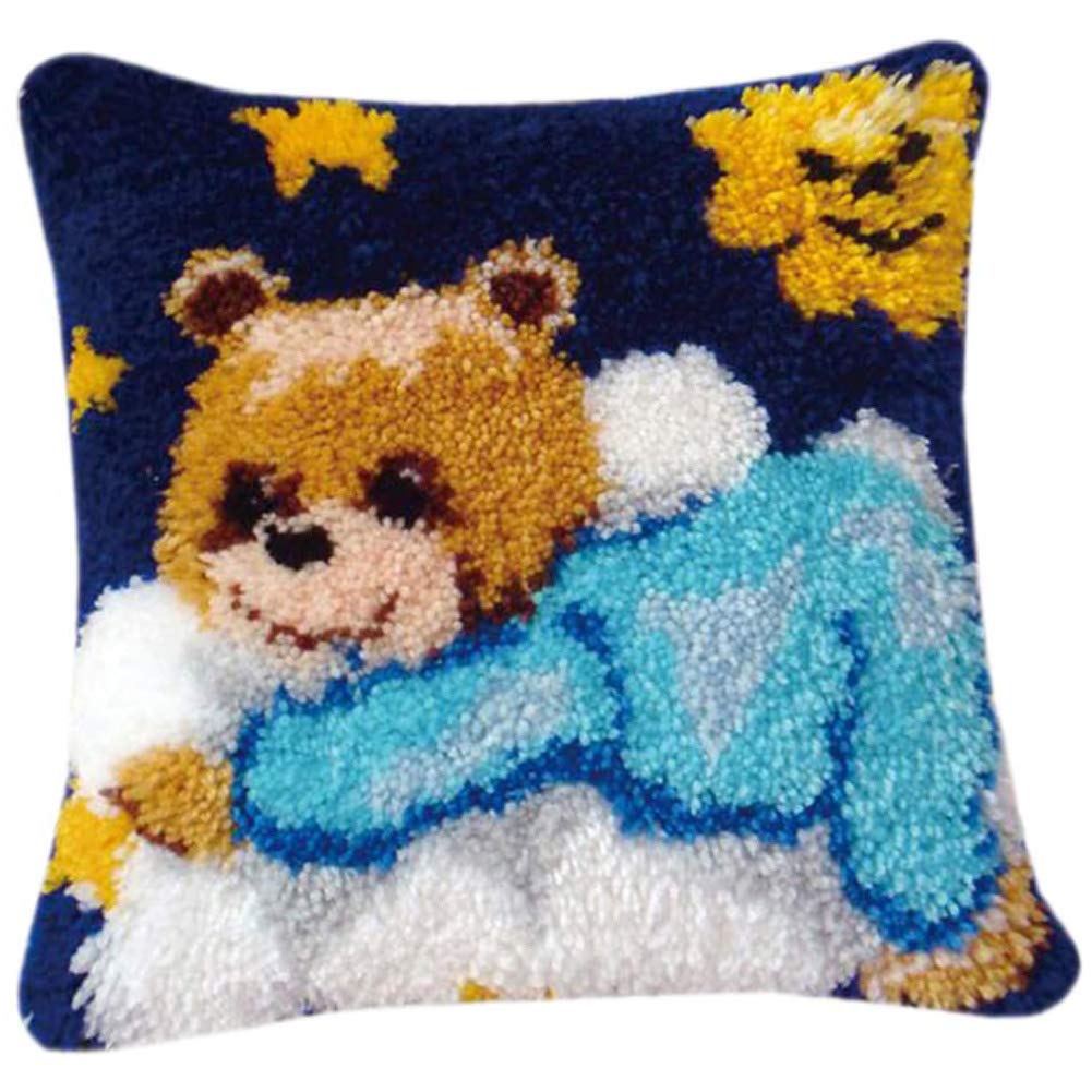 Kussensloop Knutselen LDFHOIN Knoophaak Set - Doe-het-zelf Knoopkussen Of Tapijt, 43x43 Cm, Inclusief Garen En Haaknaald DIY Knoopkussen Tapijt