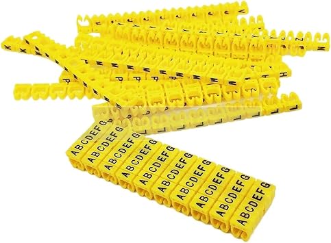 Cable Marking 390PCS Nylon Cable Marker for 1.5/2.5/4/6 Sqmm Yellow Colored Alphabit A-Z Each 15-10pcs Wire MarkM-0-390pcs
