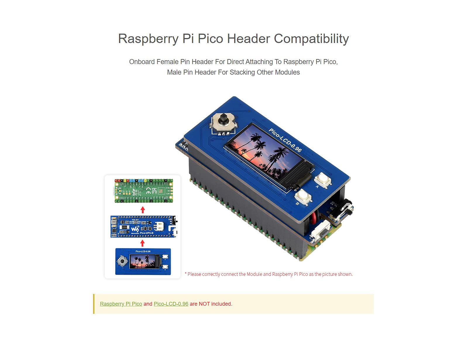 Waveshare UPS Module for Raspberry Pi Pico with Uninterruptible Power Supply Monitoring Batt Status Via I2C Stackable Design