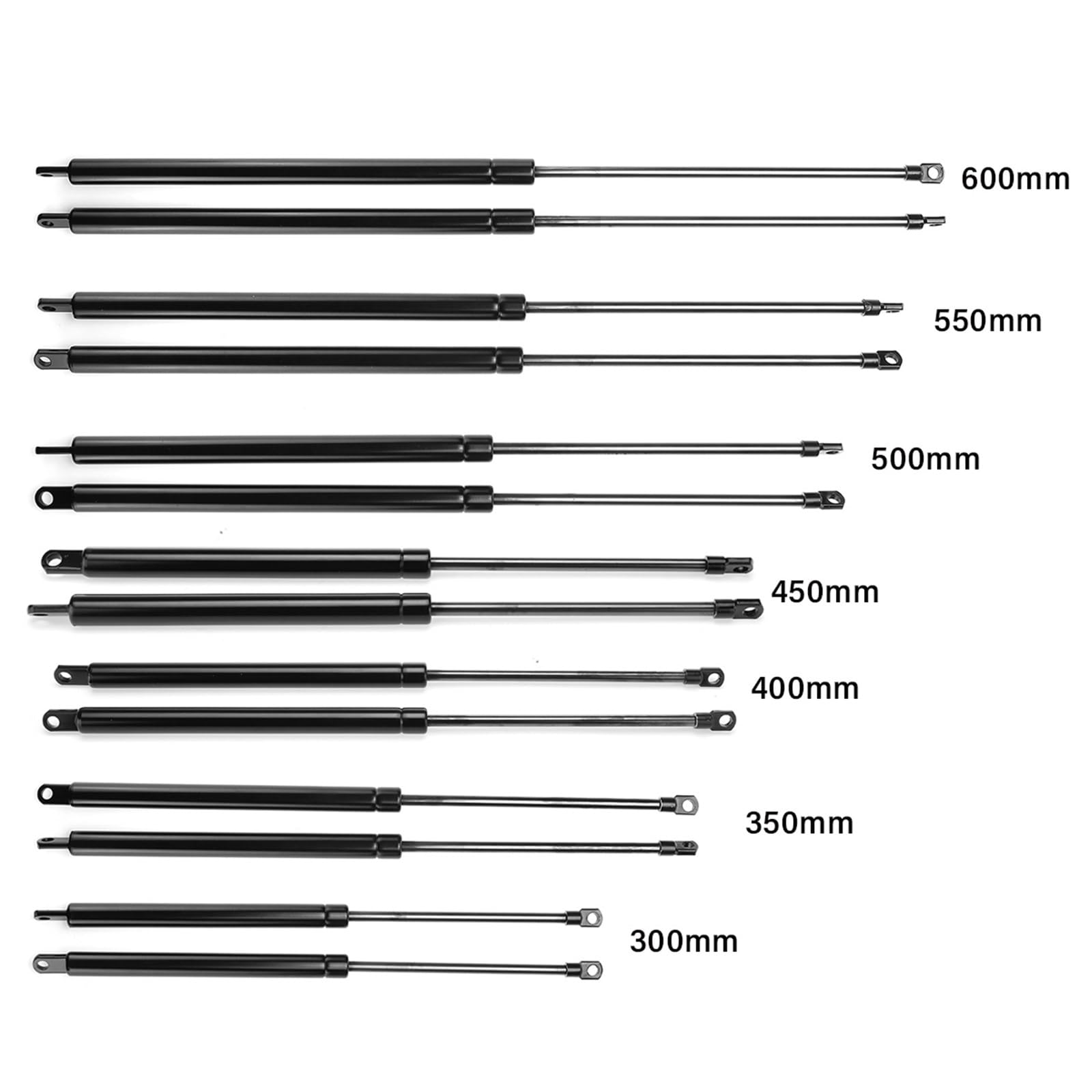 verins coffre 300N 300-600mm 1 Paire Ressorts À Gaz Universels Pour Hayon Arrière Voiture Barre Capot Amortisseur Moteur Tige Support Verin Hydraulique(300mm)