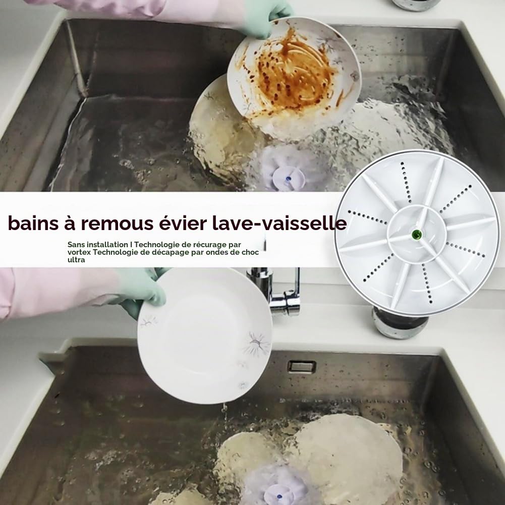 Joselin Lave-Vaisselle à Ultrasons Mini Lave-Vaisselle Portable Turbo, Machine à Laver Les Légumes, Évier Domestique, Dispositif de Lave-Vaisselle A