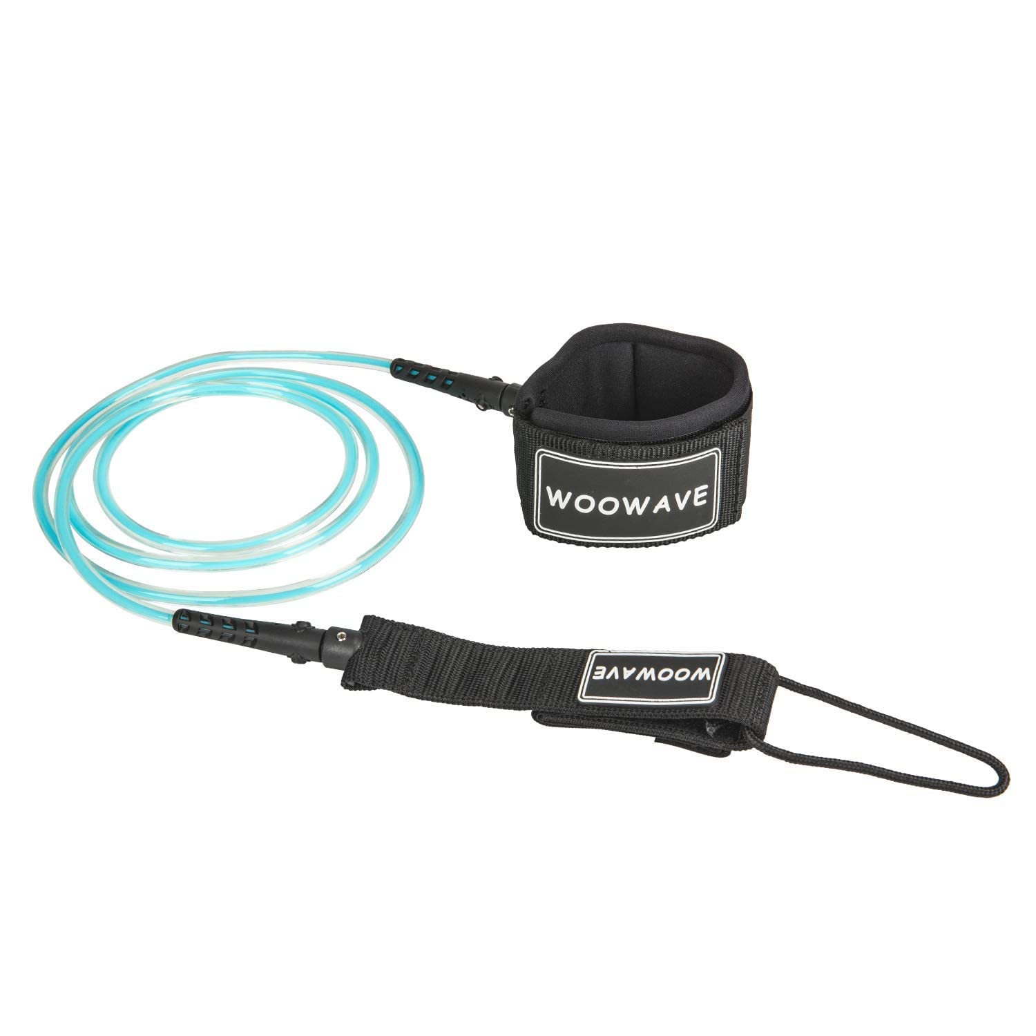 WOOWAVE Surfboard Leash Premium Surf Leash SUP Leg Rope Straight 6/7/8/9 feet for All Types of Surfboards (Clear Light Blue Core, 6ft & 7mm)