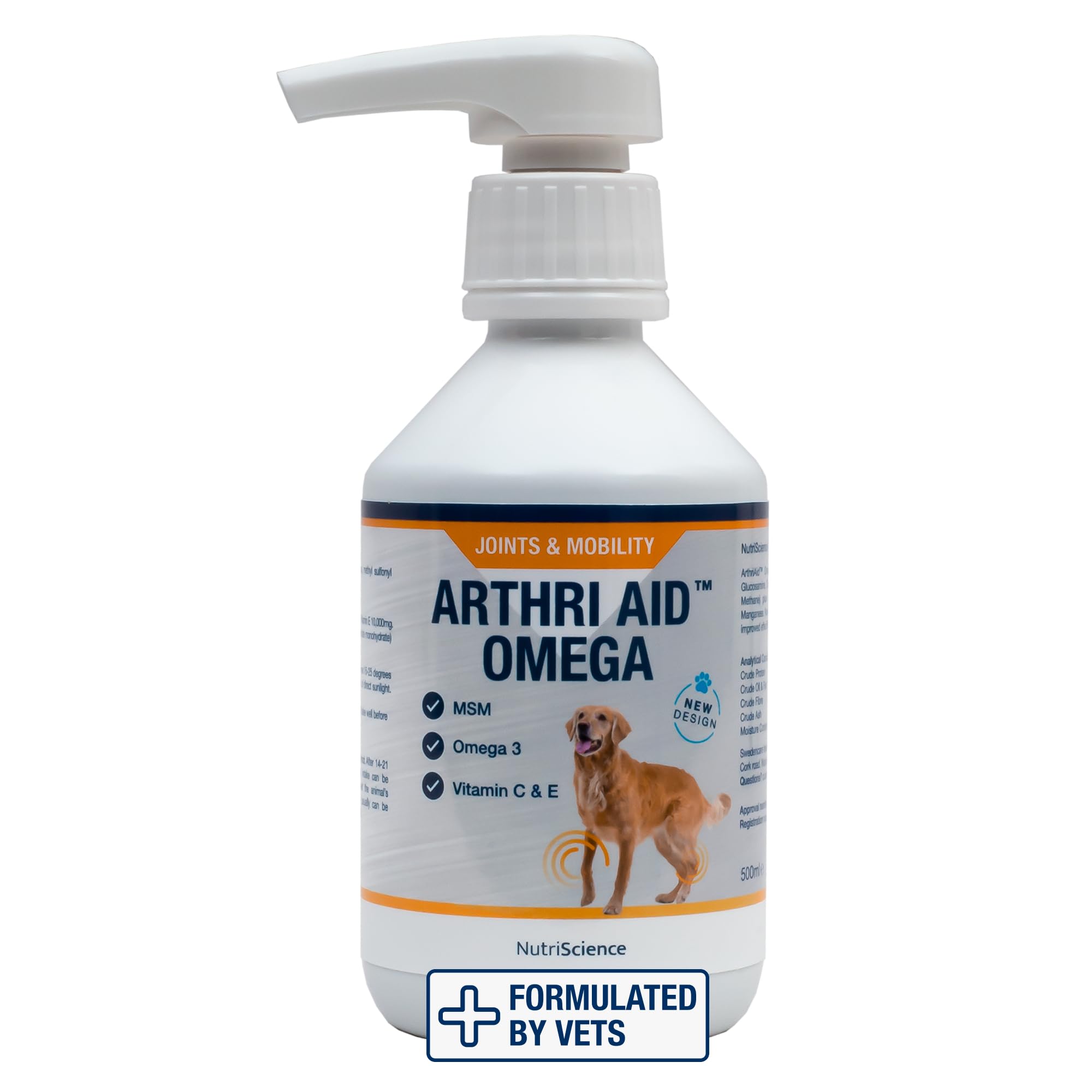 Arthriaid Omega Dog Joint Supplement – Glucosamine, Chondroitin, MSM & Omega 3 – Supports Mobility, Relieves Stiffness & Promotes Cartilage Repair – 500ml