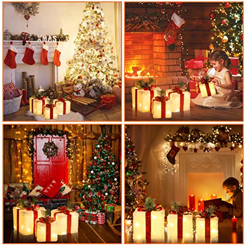 ELKTRY 3er Set LED Weihnachtsdeko innen, Geschenkboxen mit behaarter Textur – Ansicht 5