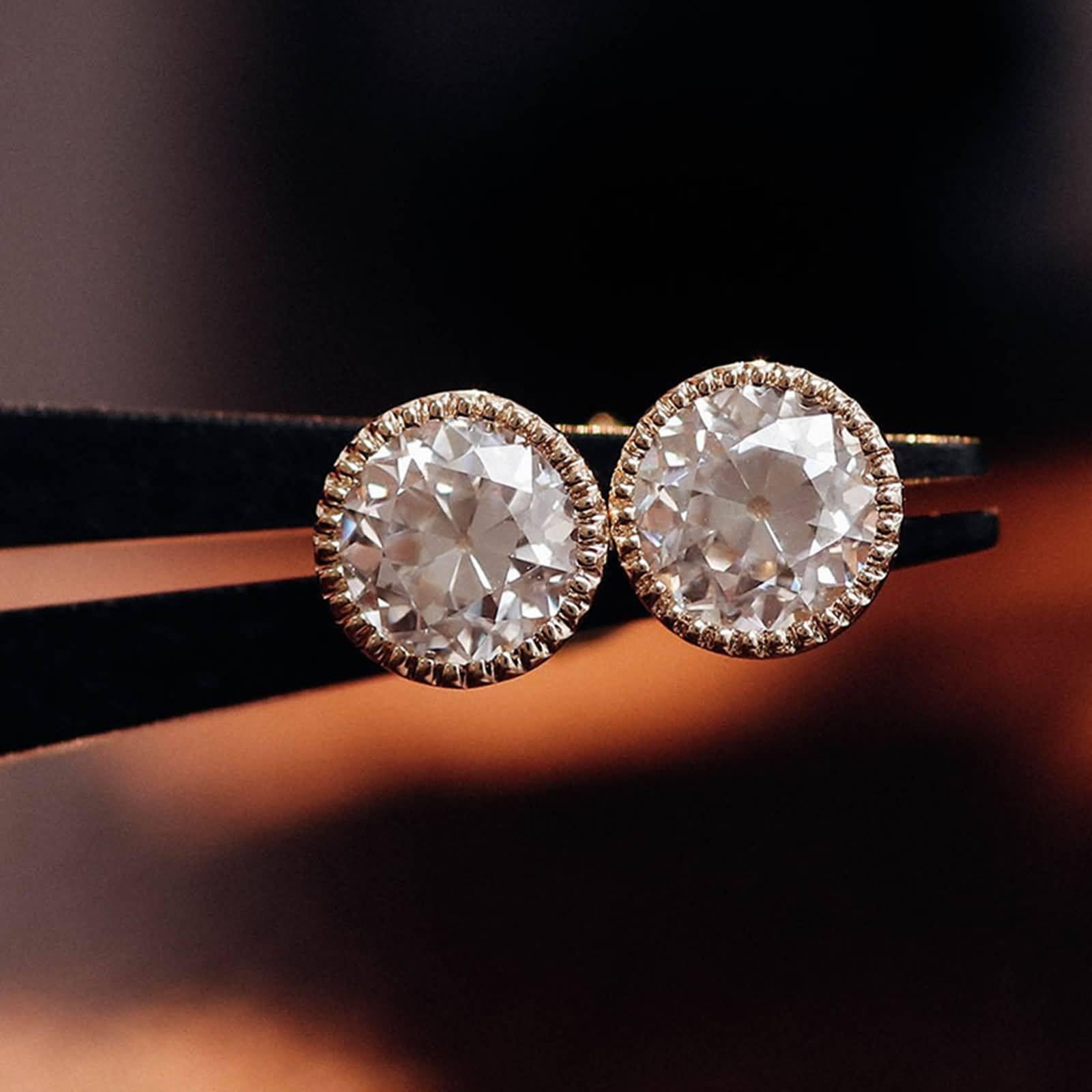 Pendientes de tuerca para mujer, oro de 9 K/14/18 quilates, redondos, moissanita de 0,6 quilates a 4 quilates