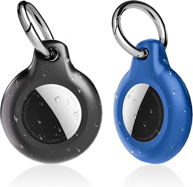 doeboe Protective Case for AirTags, Airtag Holder for Air tag GPS with Key Chain, Airtag Keyring Cover Rugged Full-Body Shockproof for Apple Tag Tracker, Scratch-Resistant Pet Collar Tracker[2 Packs]