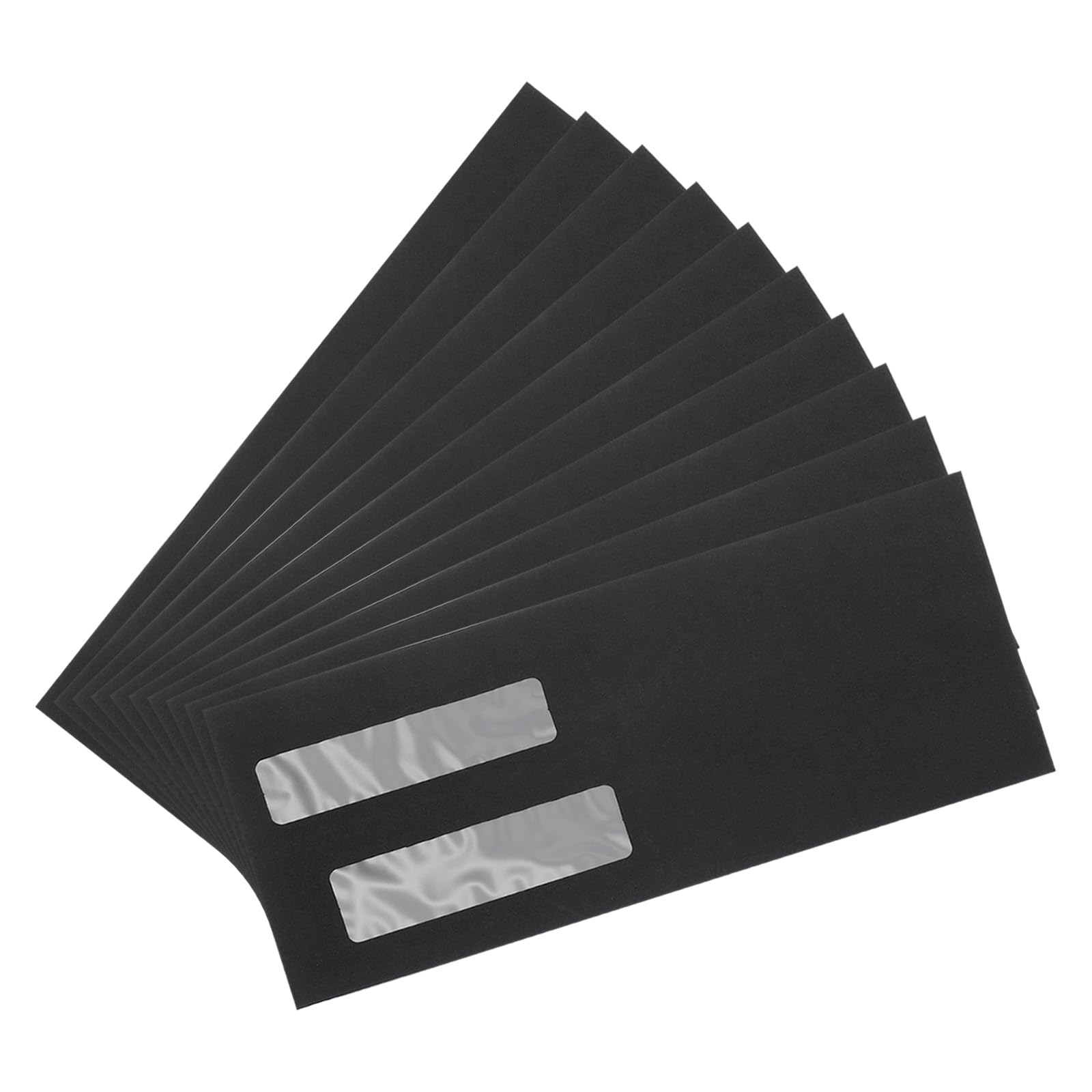 YOKIVE 10 Pcs Double Window Envelopes, Business Security Seal Envelopes Tax Self Adhesive Envelope, Great for Check, Tax, Invoice, Documents (Black, 4 1/8 Inch x 9 1/2 Inch)