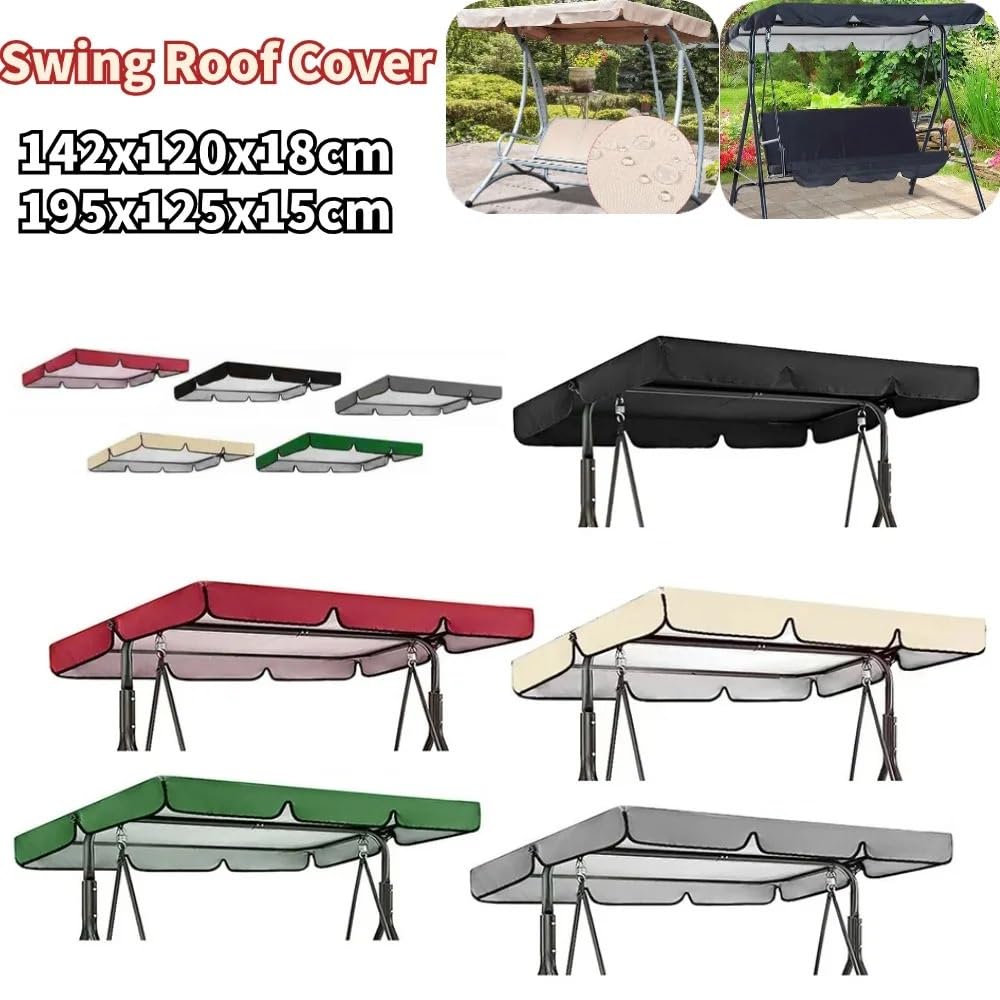 Copertura Amaca Tenda da Sole per Altalena da Giardino Impermeabile, Copertura per Tetto, per Altalena da Giardino, Tenda da Sole per Altalena da Giardino Copri Dondolo(Black 195x125x15cm)
