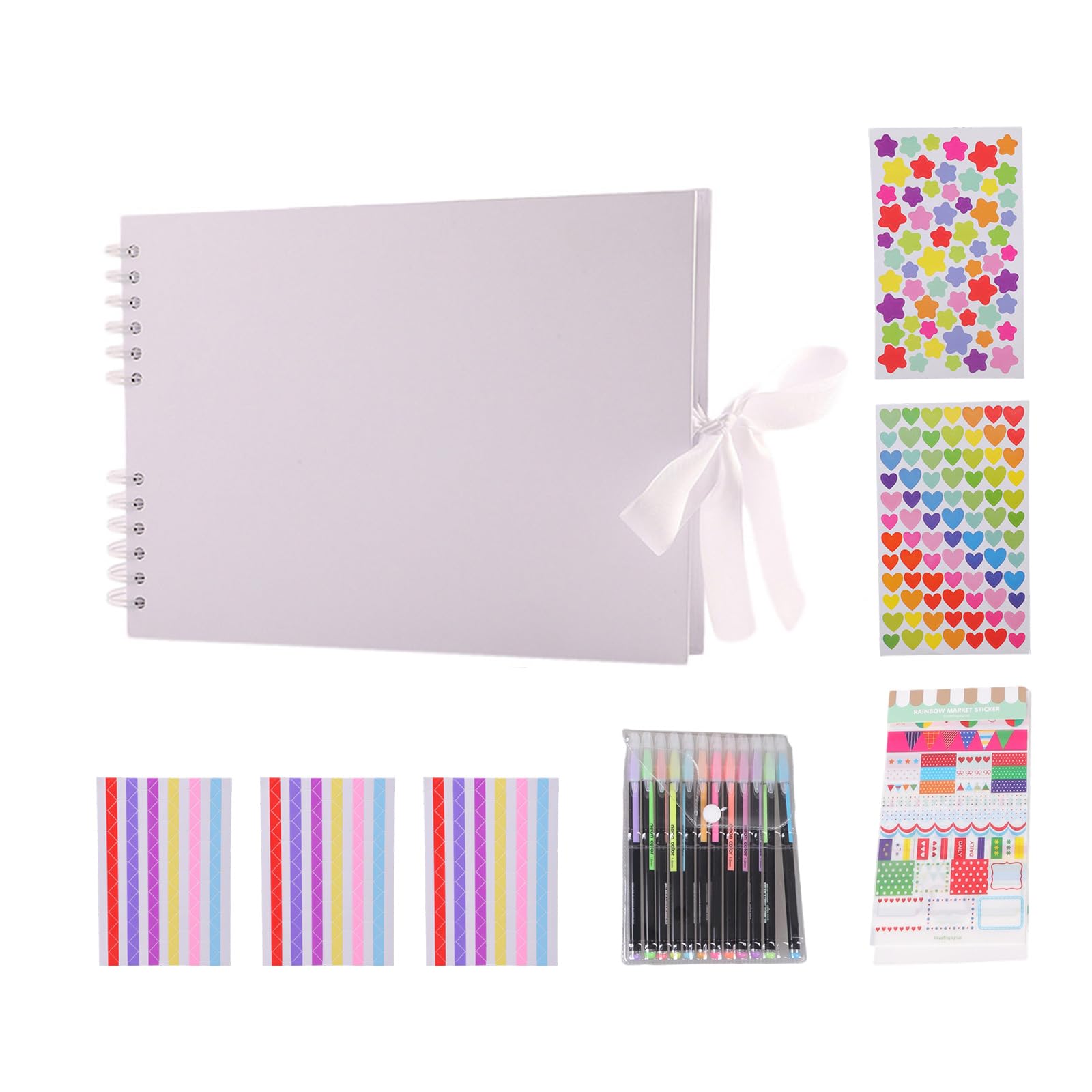 Elnwnnkc Scrapbook Album 80 Pages Thick Paper Photo Album Memory Book with Accessories for Scrapbooking Art & Craft Project Paper Scrapbook Photo with Ribbon