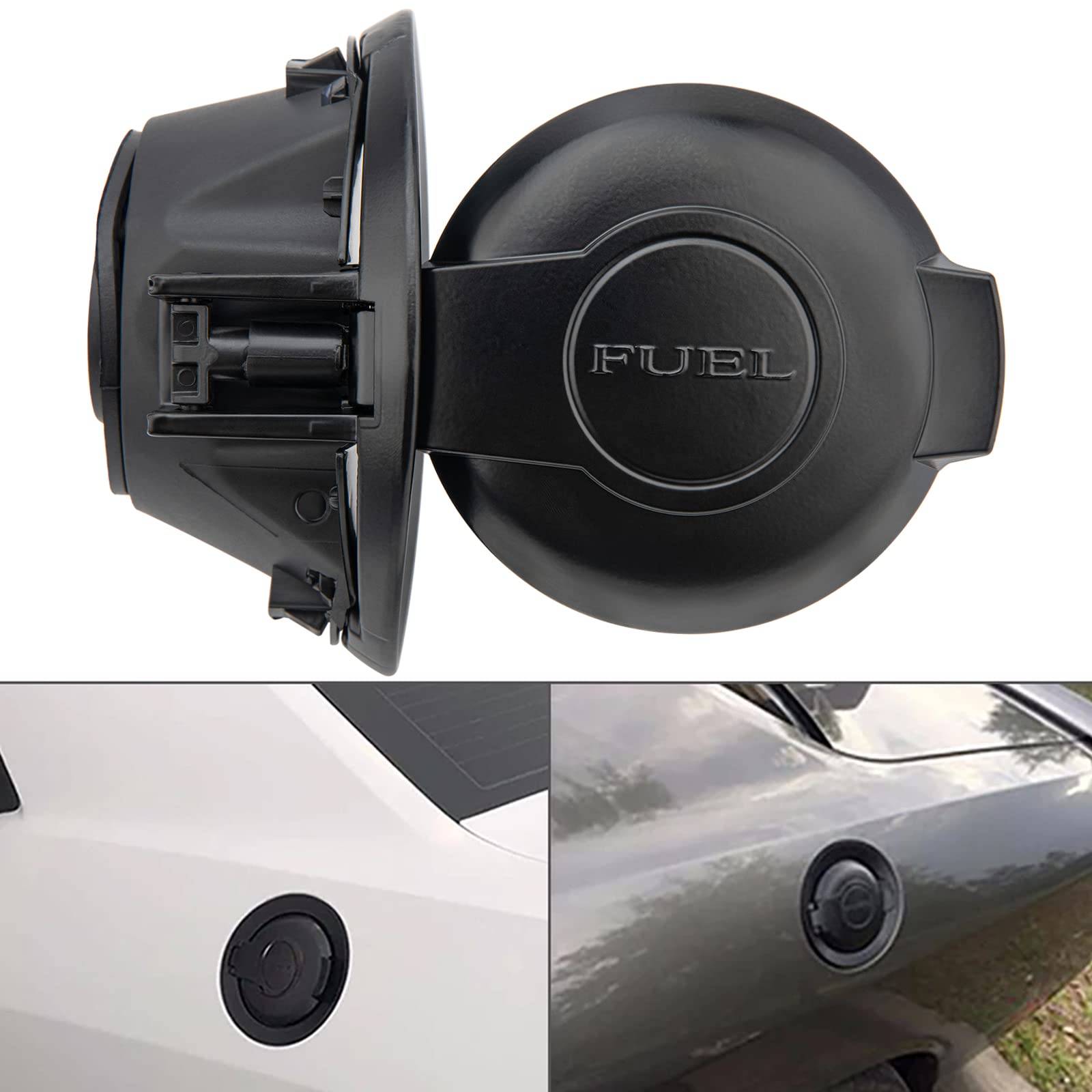 Black Vapor Edition Gas Filler Door Cap For Dodge Challenger 2008-2019 – Matte Black & Silver, Direct Fit