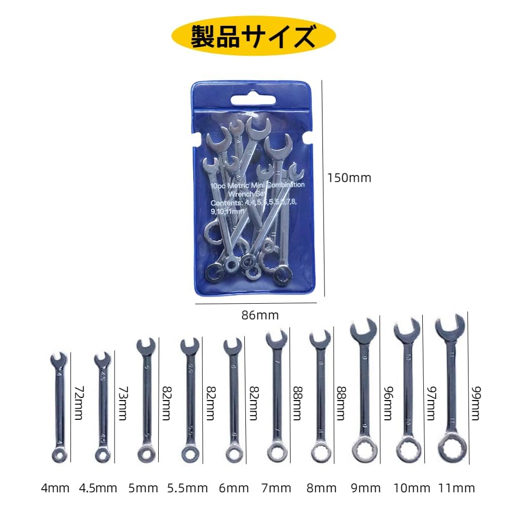 Amazon | KALOLINNA ミニスパナセット コンビネーションレンチ