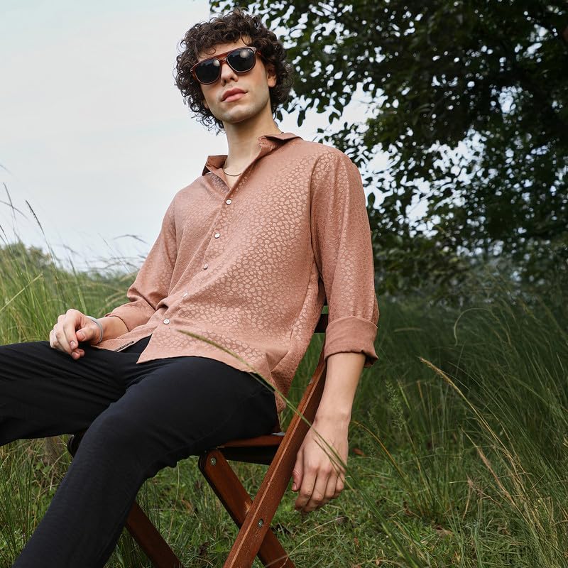 Image of CAHOOT Men's Shirt for Casual Wear | Spread Collar | Long Cuffed Sleeves | Button Closure | Shirt Crafted with Comfort Fit for Everyday Wear