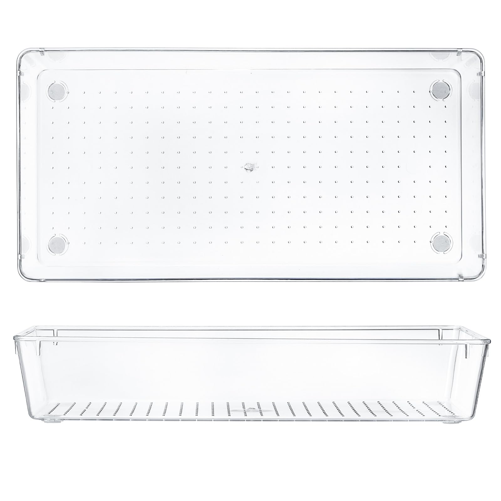 Kingrol Lot de 6 boîtes de rangement transparentes pour tiroir de bureau, séparateur de tiroir de bureau, boîte de rangement pour ustensiles de bureau, accessoires de loisirs créatifs