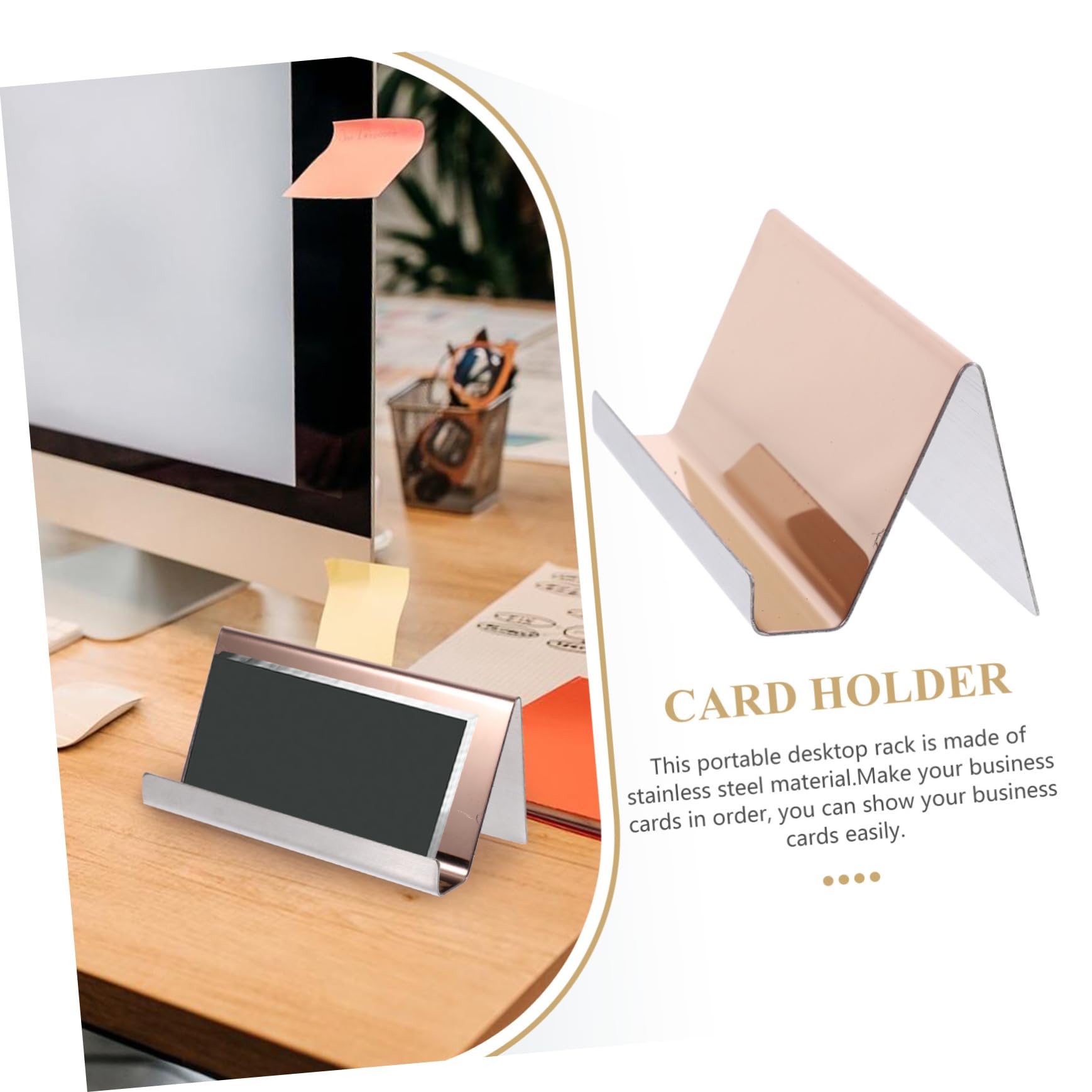 DOITOOL 5 Piezas Soporte de Tarjetas de Visita Inoxidable Base para Tarjetas de Negocios Organizador de Escritorio para Oficina