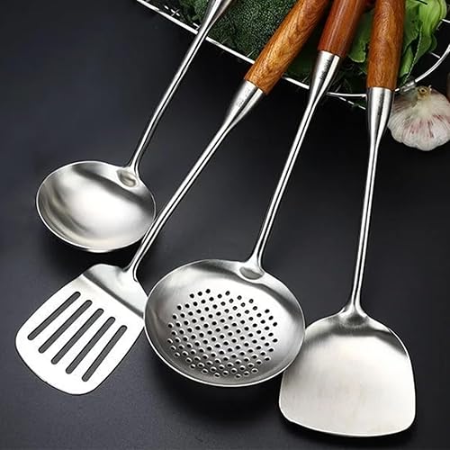 Miniatura 5 de Juego de utensilios de cocina de acero inoxidable - Juego de 4 utensilios de cocina - 1810 de acero inoxidable profesional Wok espátula Turner con