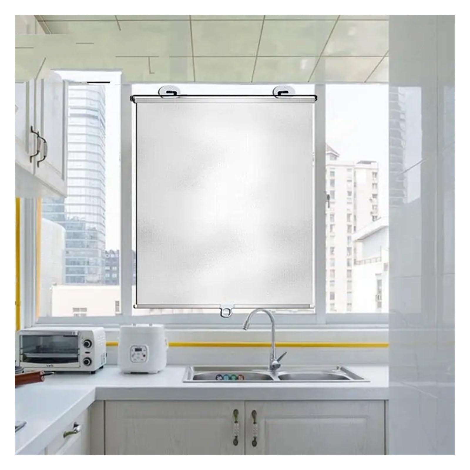 Protezione Solare Auto Parasole Interna Tenda Parasole Avvolgibile Automatica In PVC Con Rullo Parasole Per Auto, Tenda Oscurante Con Ventosa, Tenda Parasole Per Finestrini Auto(58 x 125cm)
