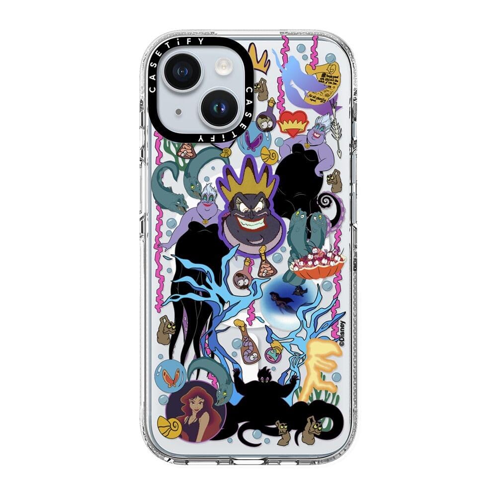 CASETiFY Custodia trasparente per iPhone 15 [Villains Co-Lab/non ingiallimento/2 m protezione contro le cadute/compatibile con Magsafe] – Adesivo bugiardo – Ursula – trasparente