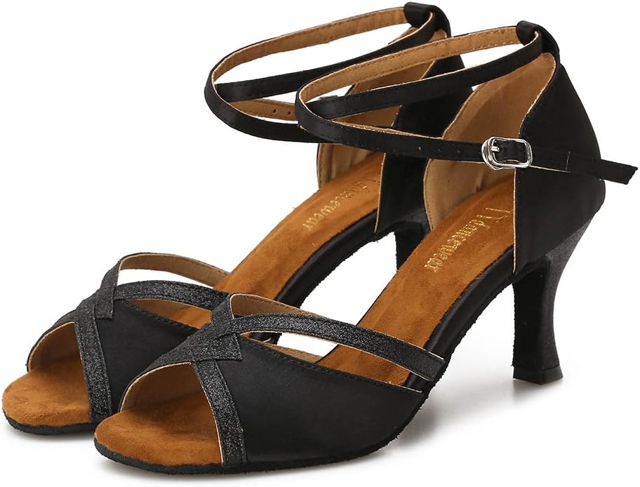 TTdancewear Women Ballroom Dance Shoes Latin Salsa Bachata Performance Sparkly Dance Dancing Shoes - Image 3