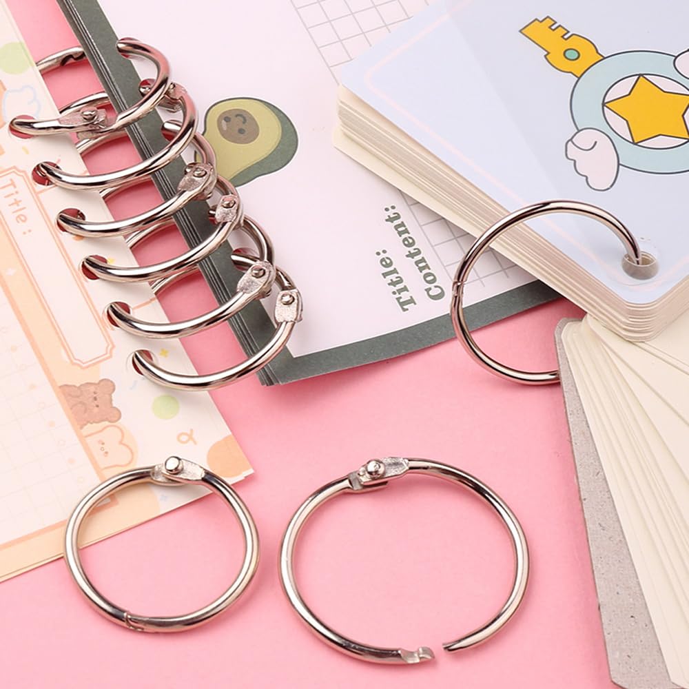 160 Anelli Per Libri In Metallo Argento - 4 Misure: 15, 20, 25, 30 Mm - Per Scrapbook, Album, Targhette, Rilegatura Fai Da Te - 4