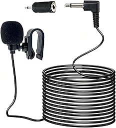 Microphone Voiture 3,5 mm Externe avec Pince en U Compatible avec Sony Pioneer Kenwood JVC Alpine, Micro de Rechange pour Autoradio GPS DVD, Câble de 3M avec Adaptateur 3,5 mm vers 2,5 mm