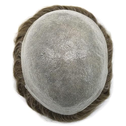 Miniatura 199 de Ultra Thin Skin Mens Toupee Real Human Hair Replacement System Toupee For Men Hair Pieces 8x10Inch Hair Pieces For Men Hair Prosthesis V-Loop 90%