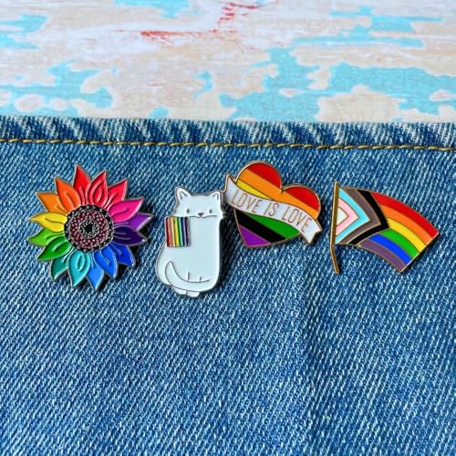 Pride Pins LGBTQ LGBT Rainbow Progress Flag Enamel Pin Button for Backpack Lanyards Jewelry Gay Bi Queer Lesbian Trans Transgender Love is Love Ally Goose Frog Flower Heart Bulk Accessories4