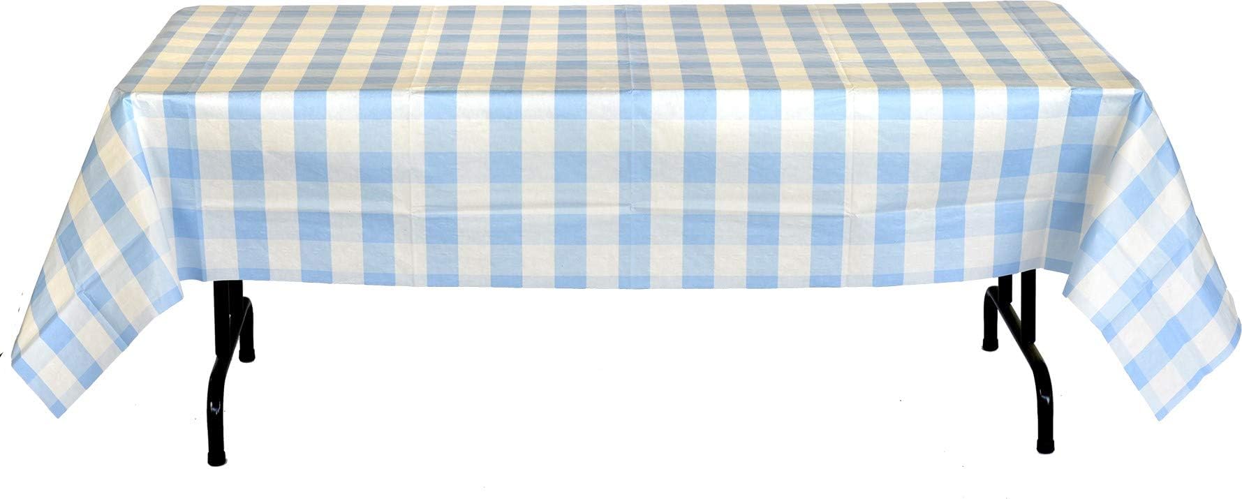 Havercamp Light Blue and White Plaid Table Cover | 54" x 108" | Classic Plaid Collection | Great for Picnic, Barbecue, Cookout, Lumberjack Theme, Playground