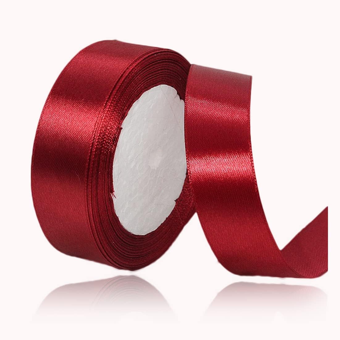 Amazon.com: Burgundy Satin Ribbon 1 Inches x 25 Yards, Wine Red Solid ...
