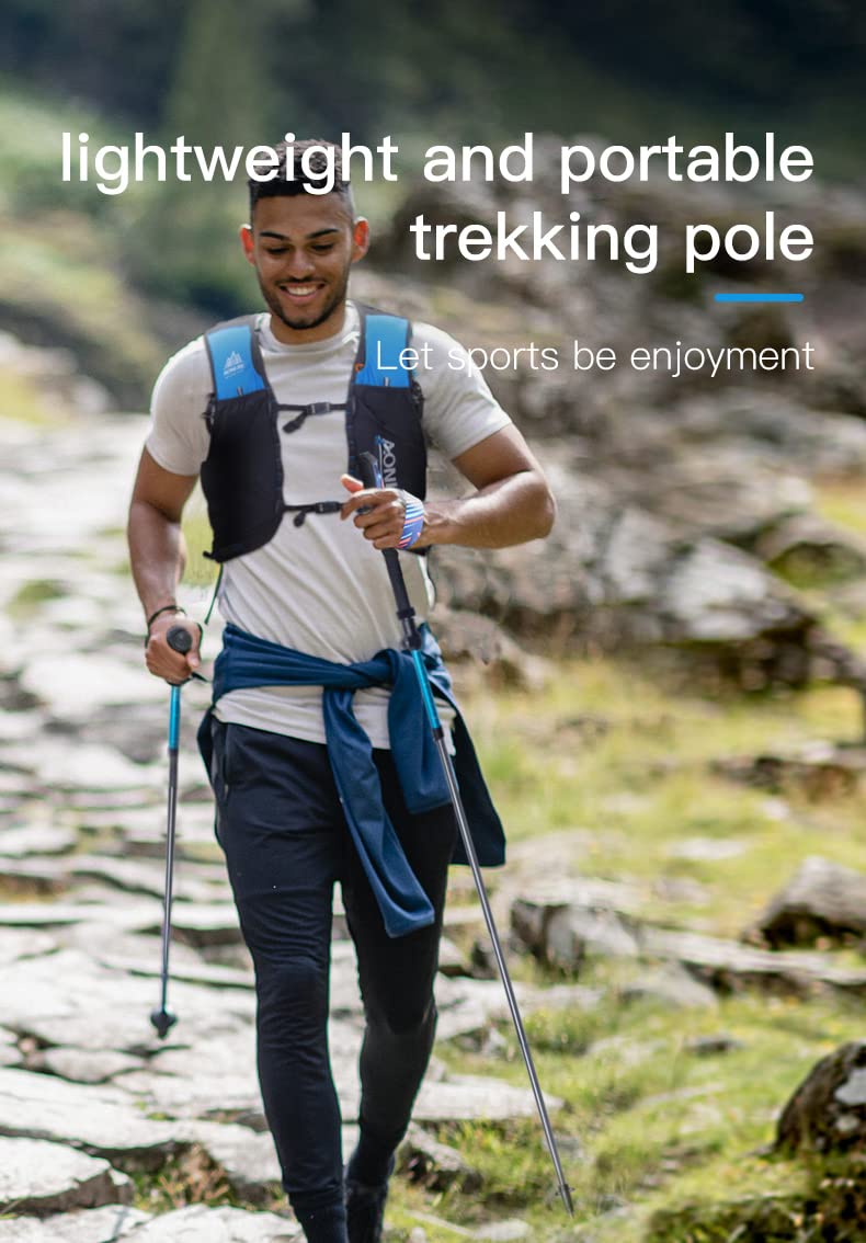 Bastoni da trekking pieghevoli, leggeri, in lega e carbonio da trekking, regolabili, ultraleggeri per bastoni da corsa (rosso)