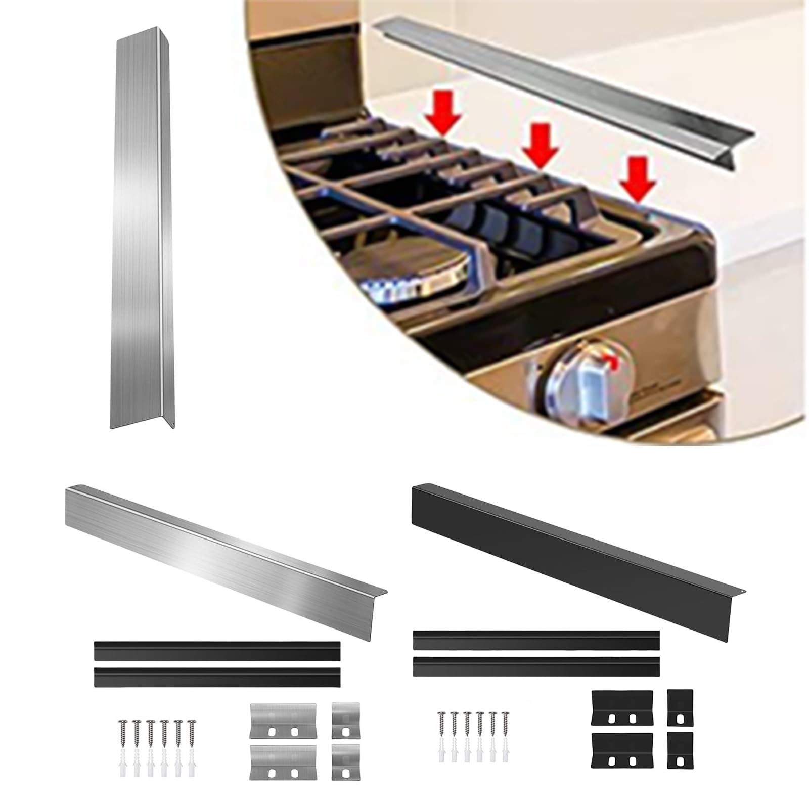 Kit de remplissage pour espaces de poêle de 76,2 cm en acier inoxydable pour derrière entre les bandes