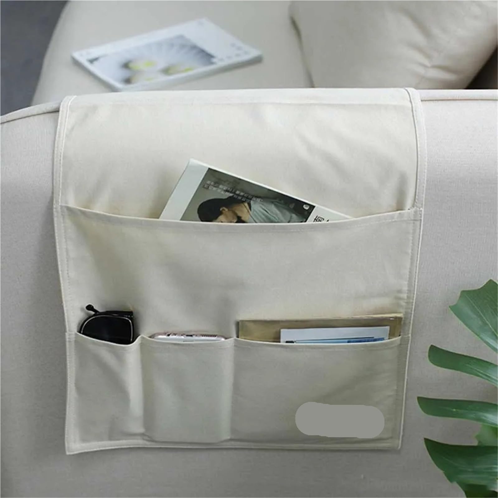 Reposabrazos for sofá, Organizador de revistas y artículos Diversos, Bolsa Almacenamiento Grande for teléfono móvil, TV, Control Remoto, mesita Noche, Ahorro Espacio para Sofá(Blue)