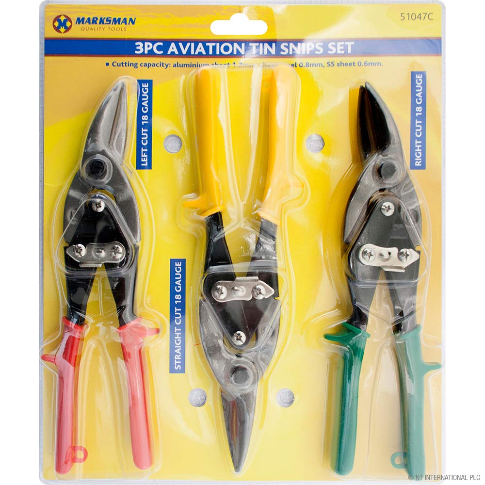 Bargaingalore 3 X Heavy Duty Aviation Tin Snips Set Sheet Metal Cutters Left Right Straight