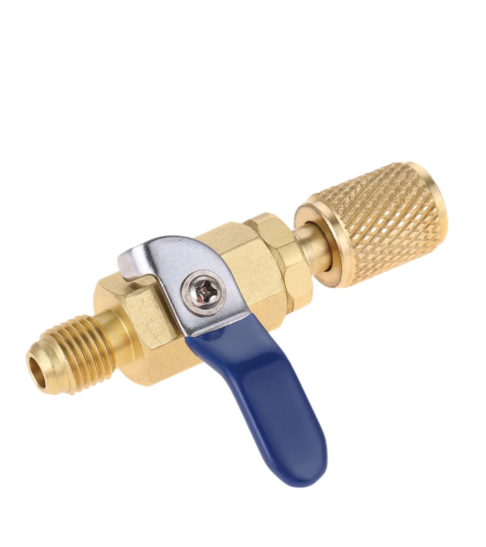 Aupoko Vanne à boisseau sphérique 6,35 mm SAE adaptateur climatiseur, valve d'arrêt droite pour climatisation et récupération automobile, convient pour réfrigérant R134A R22 R12 R410A (¼" F.FL. x ¼