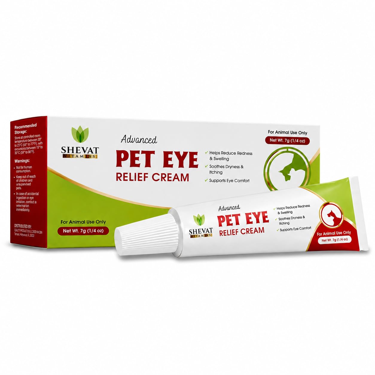 SHEVAT VITAMINS Pet Eye Relief Cream – Soothes Irritation & Moisturizes Dry Eyes – Dog Eye Cream, Cat Eye Ointment, and Pet Eye Care for Dogs, Cats & Horses – 7g Tube