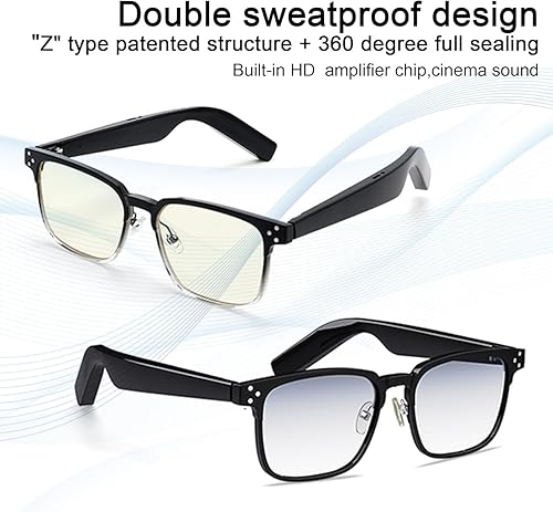 Miniatura 5 de X00MEER - Lentes inteligentes, 5.3 gafas Bluetooth con altavoces estéreo duales, compatible con asistente de voz, música y llamadas HD, para hombres
