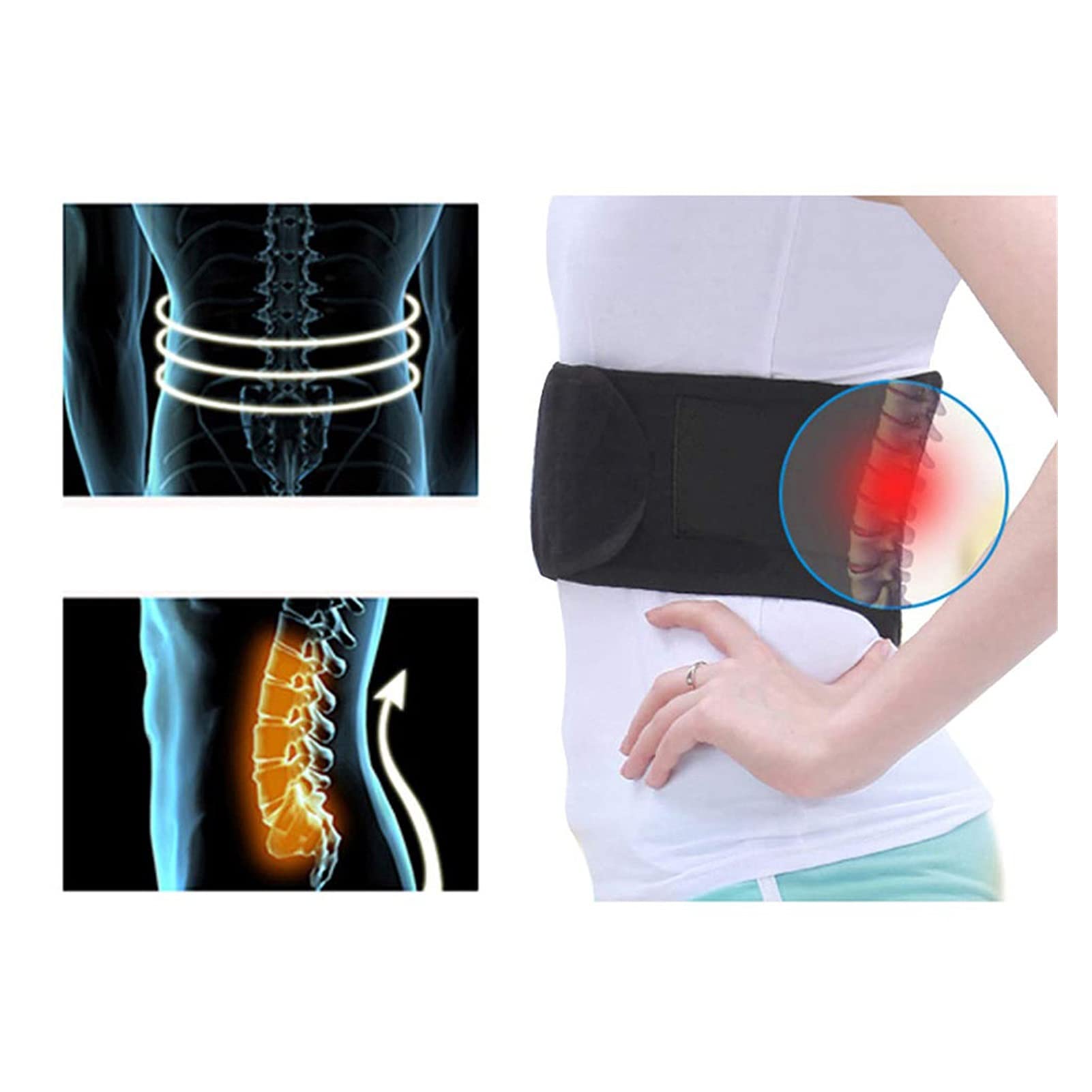Adjustable Lumbar Support Self-heating Magnetic Therapy, Safe, Promote Metabolism, Dredge Meridians and Lumbar Support (Size : XL)