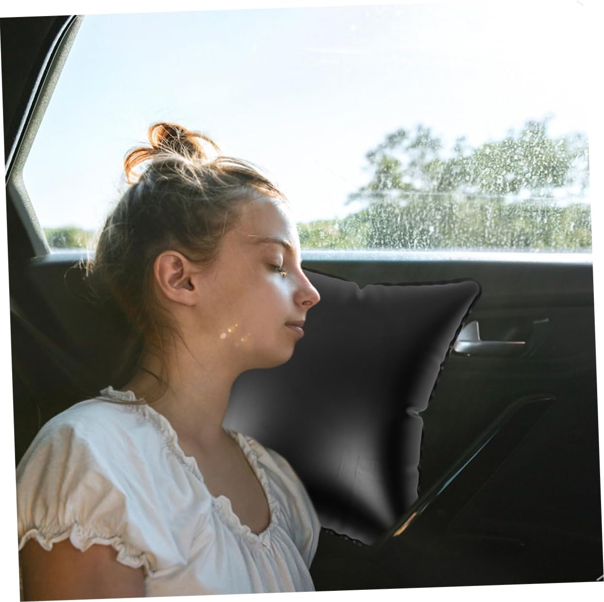 IMIKEYA Ergonomic Inflatable Pillow for Camping Travel Car Portable Neck Pillow Height