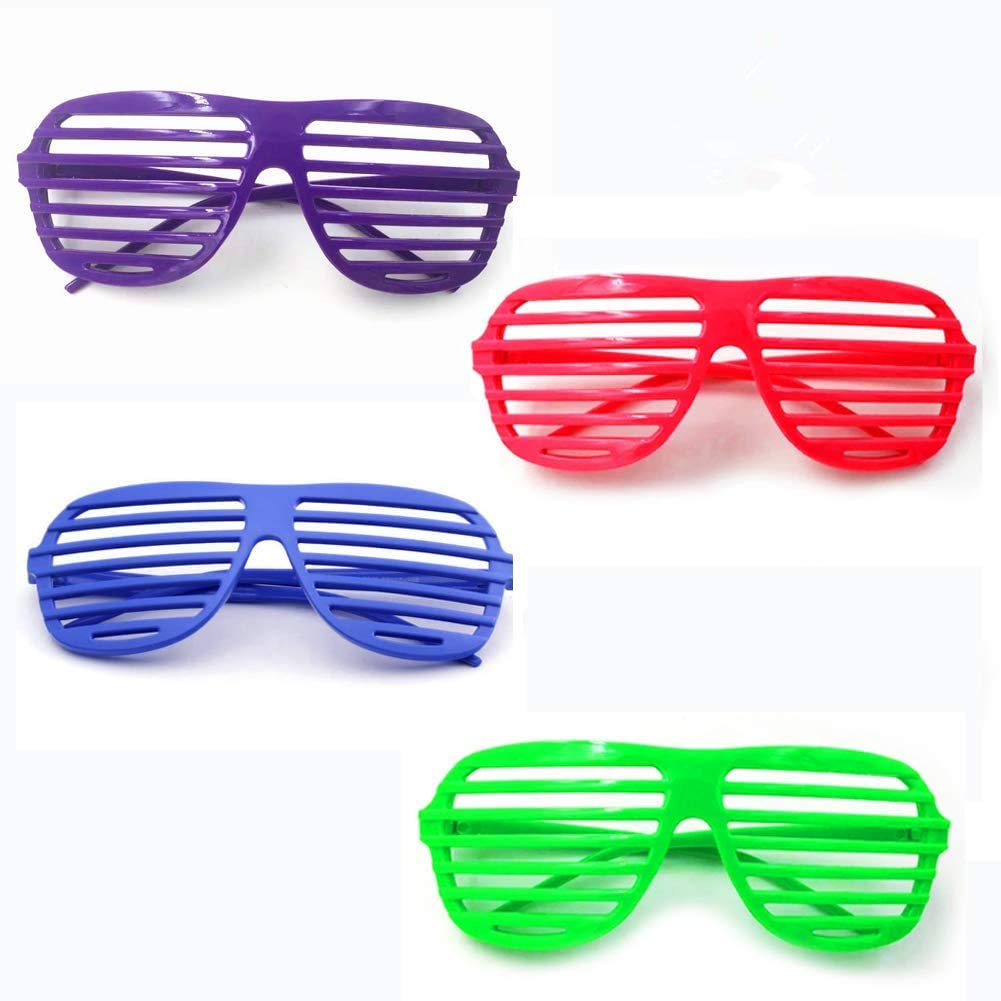 TCOTBE8 Pairs Party Shutter Shading Glasses Neon Color Shutter Glasses Party Slotted Sunglasses,Retro Party Glasses,for Kids Adults 4 Colors