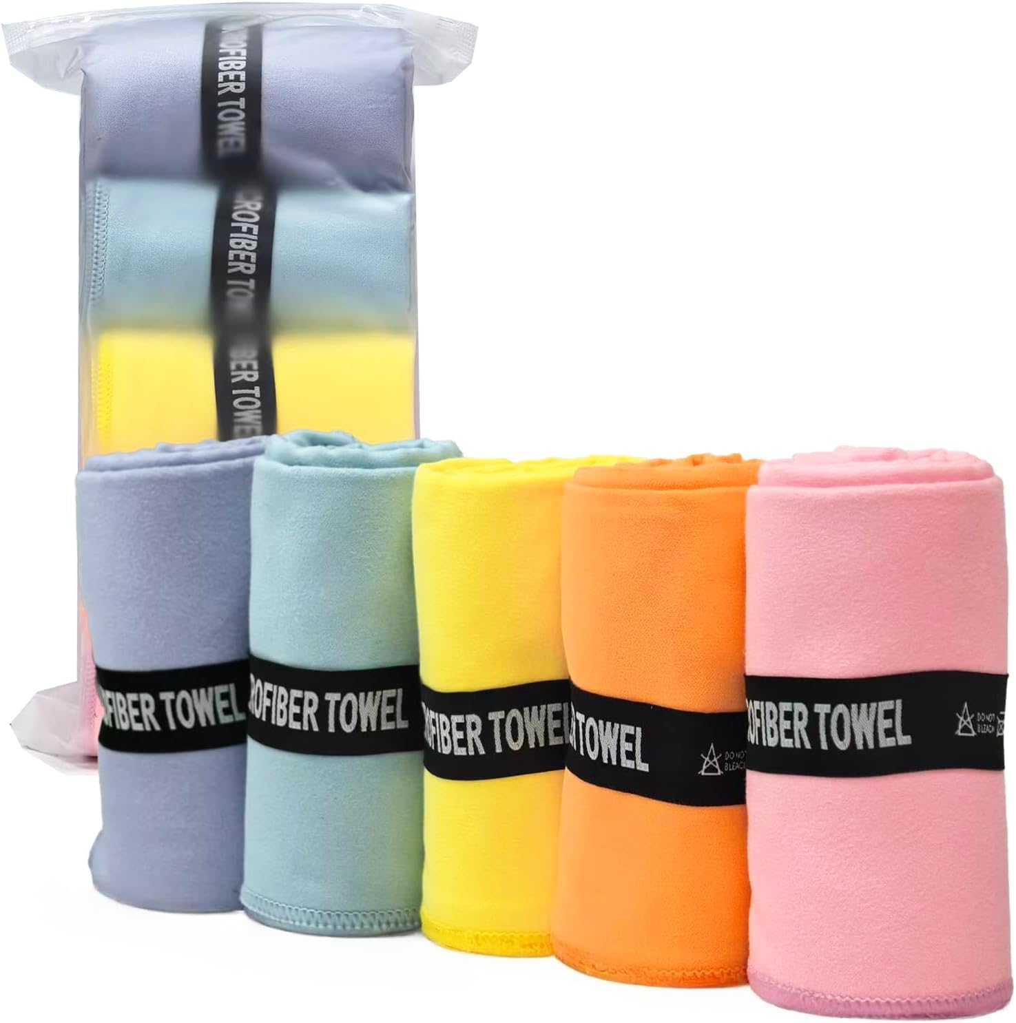 Ansilhus Colorful Microfibre Sports Towels Fast Drying & Absorbent Gym Towel Workout Sweat Towels For Gym Fitness,Yoga, Camping 5-Pack 40Cm X80cm,