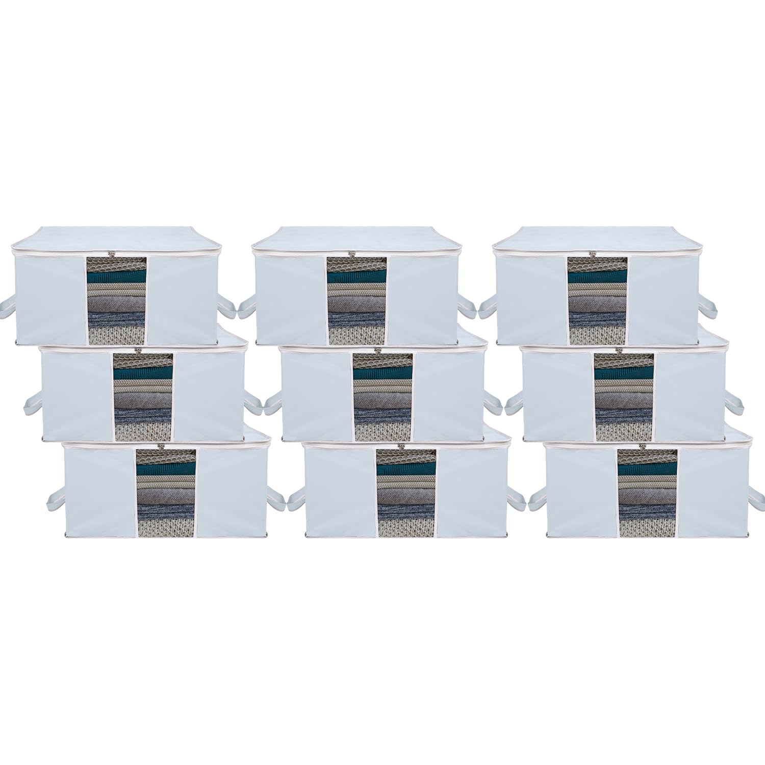 Kuber Industries 9-teiliger faltbarer Organizer für unter dem Bett, Kleidungsaufbewahrungstaschen, Decke, Steppdecke, Bettdeckenbezug (grau)
