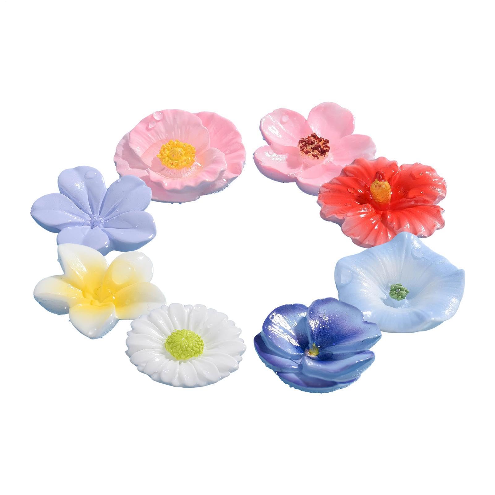 8-teiliges Bienentränke Set, schwimmende Harz-Blumen als Insektentränke, blumenförmige Wasserstation ideal für Garten, Terrasse und Balkon Deko
